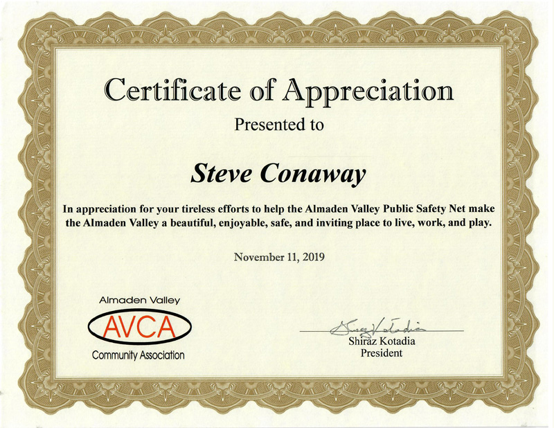 AVCA Certificate Steve